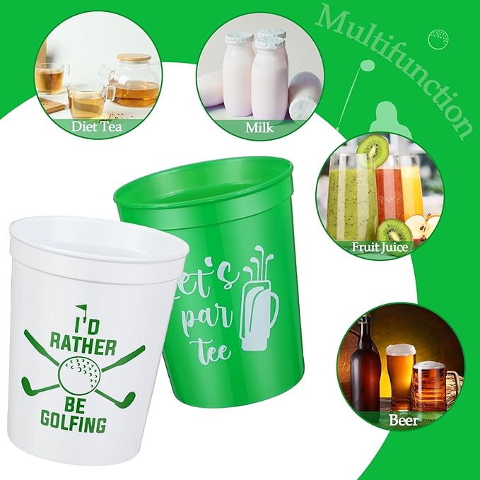 Norme 48 Pcs Golf Party Plastic Cups Bulk Golf Themed Reusable Drink Cups 16 oz Golf Ball Cart Design for Supply Favors Housewarming Decorations Events Family Dinner