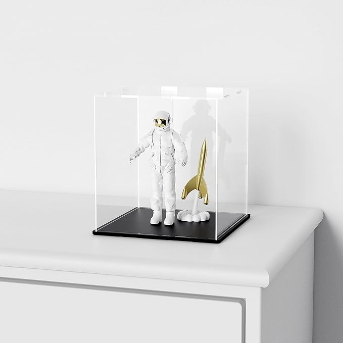 8 Inch Acrylic Display Case for Showcase, Clear Square Acrylic Box for Displaying Toys, Collectibles, Figures and Arts