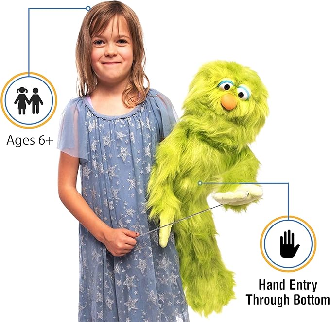 30" Green Monster Puppet, Full Body Ventriloquist Style Puppet