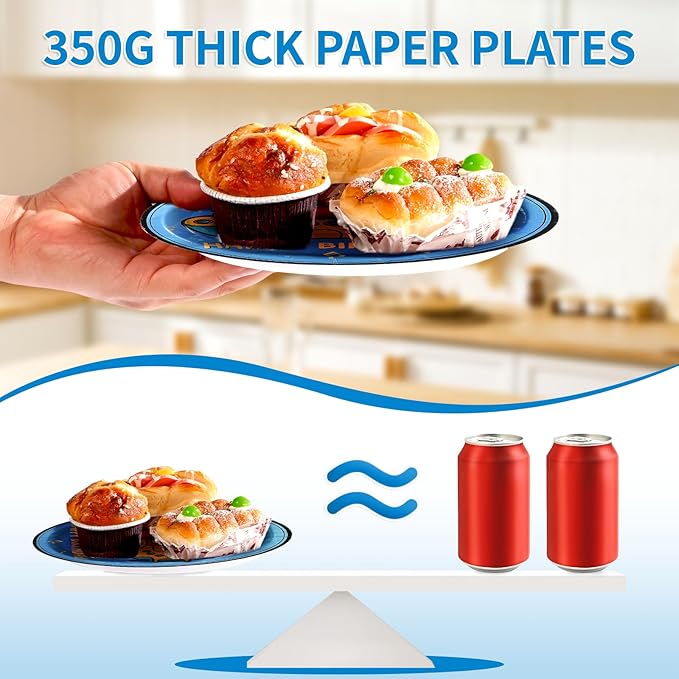 96 Pcs Submarine Theme Party Supplies Happy Birthday Plates and Napkins Retro Record Tableware Set for Boys Girls Adults Birthday Baby Shower Music Party Supplies, Serves 24