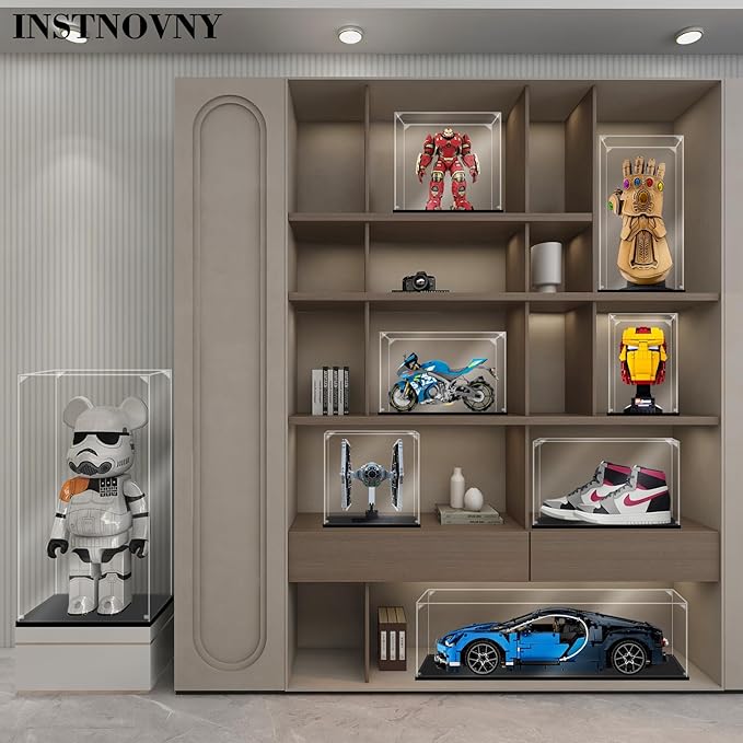 Acrylic Display Case for Collectibles Assemble Acrylic Display Box for Lego 43172 Castle Building Toys Clear Acrylic Case for Display Trophy Figures Dolls(Black,13.8*9.8*13.8 inch)
