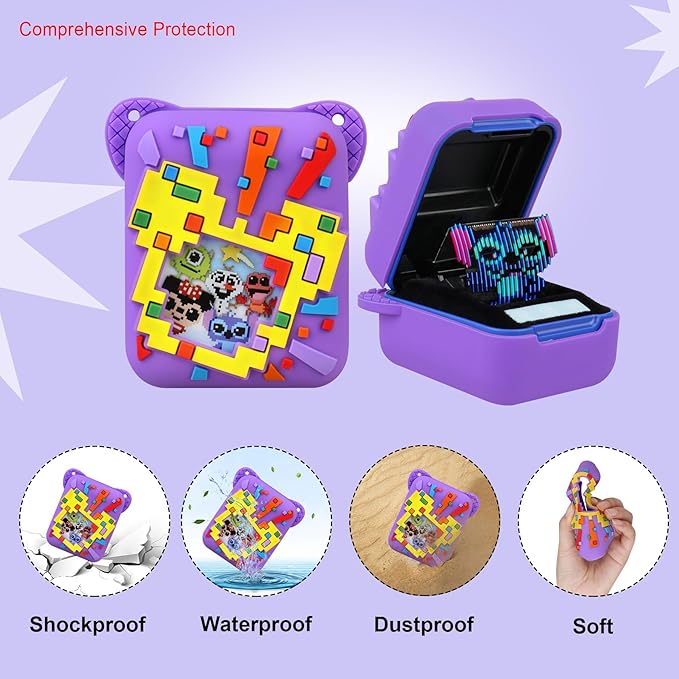 Elonbo Silicone Protective Case for Bitzee Disney Interactive Toy, Virtual Toy Storage Cover, Electronic Pets Kids Toys Holder, Purple (Compatible With Bitzee)