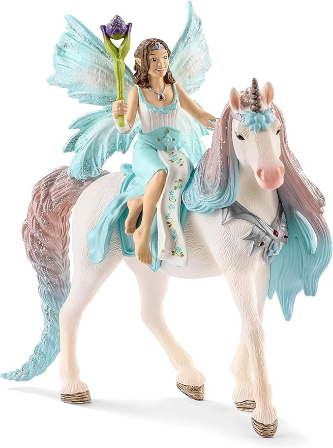 Schleich Bayala - 3PC Eyela Fairy Toy with Princess Unicorn Figurine - Fantasy Fairy Figure with Magic Wand - Durable Pixie and Magic Horse Toy for Imaginative Play - Girls and Boys 5-12 | 70569