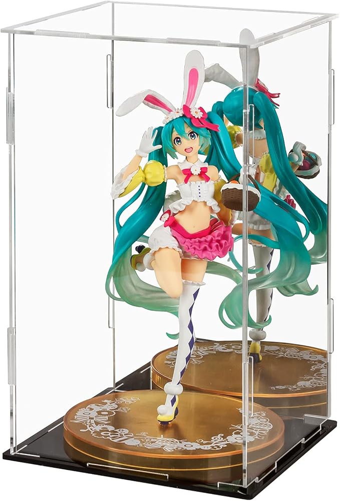 LileZbox Acrylic Display Case, Black Mirrored Display Box, Versatile Collectibles Display Showcase for Action Figures Toys-A1,1 Pack