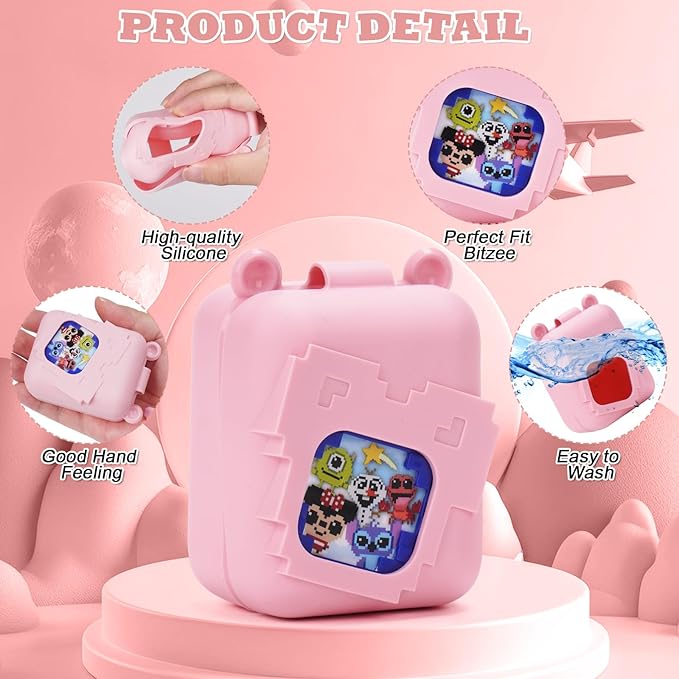 MGZNMTY Silicone Case for Bitzee Disney Interactive Toy Digital Pet and Case, Protective Skin Cover for New Bitsy Electronic Virtual Pet (Pink)