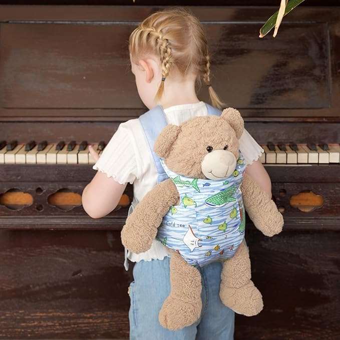 GAGAKU Toy Baby Dolls Carrier for Kids, Reborn Baby Doll Carrier Accessories for Toddlers & Girls - Blue - Fish Pattern