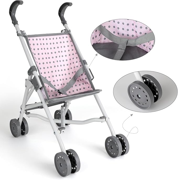 deAO Baby Doll Stroller Crib Bed Nursery Role Play Set Baby Doll with Accessories and Play Mat,Travel Cot,Bouncer,Foldable Stroller and Travel Bag Gifts for Toddlers Girls Boys
