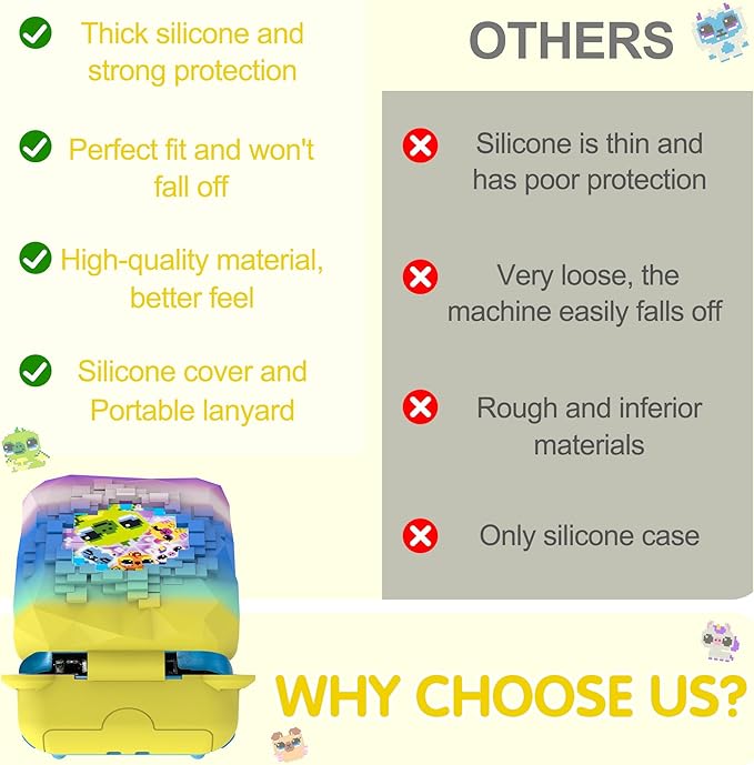 Silicone Case for Bitzee Magicals Interactive Toy, Anti-Scratch, Washable, Shockproof Silicone Protective Cover for Bitzee Magicals Interactive Toy Accessories with Lanyard - Colorful