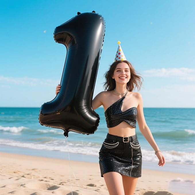 40 Inch Black Foil Balloons Number 1,Foil Mylar Big Number Balloons Huge Number Balloons for 1st Birthday Party Supplies Anniversary Decorations