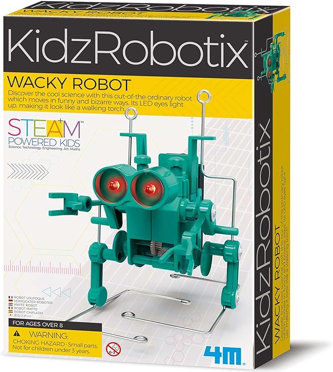 4M Kidz Robotix-Wacky Walking Robot, Science and Activity Kit for Boys and Girls 8-14 Years, STEM Kit, Educational Fun Science