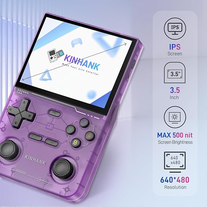 kinhank Retro Handheld Game Console, Supports 9000+ Games, Equipped with 64G TF Card, Portable Mini Retro Video Games Console, 3.5-inch IPS Screen