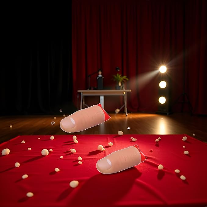 2Pcs Thumb Tip Magic Tricks, Fake Thumb Tip Magic Trick Gimmick Fake Thumb Tip Silk Vanish Magic Disappearing Silk Magic Thumb,Magician Accessory Magic Kits and Accessories,Novelty and Gag Toys