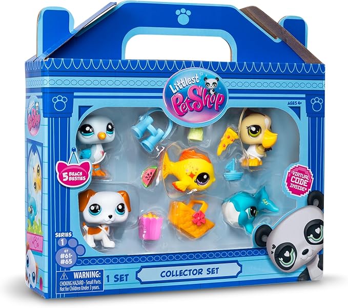 Littlest Pet Shop, Collector Set, Beach Besties Theme - Gen 7, Pets #61 to #65, Authentic LPS Bobble Head Figure, Collectible Imagination Toy Animal, Kidults, Girls, Boys, Kids, Tweens Ages 4+