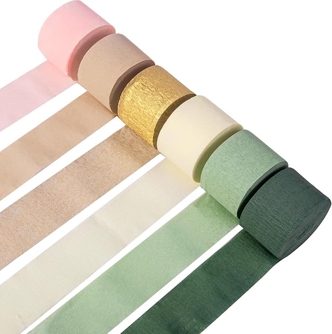 Wedding Party Decorations, 6 Rolls Sage Green Crepe Paper Streamers or Green Boho Wedding, Bridal Shower, Bachelorette, Woodland Party Supplies Decor
