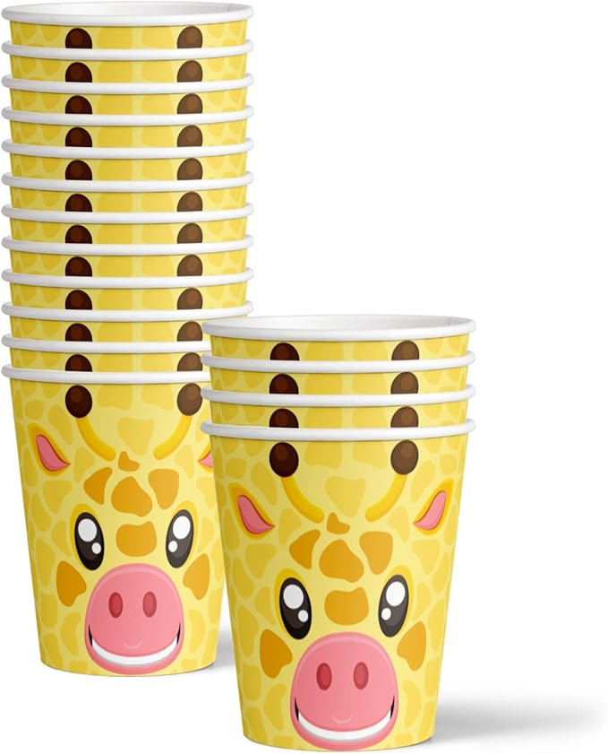 Giraffe Birthday Party Supplies - Jungle Animal Party Supplies - Zoo Animal Party Supplies - Giraffe Themed Party Supplies | Tableware Set Includes Plates, Napkins and Cups | Kit for 16 Set