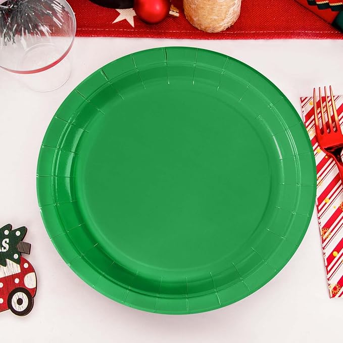 50Pcs St Patrick's Paper Plates 10" Heavy Duty Disposable Green Paper Platters Solid Color Dessert Plates for St Patricks Day Spring Holiday Festival Birthday Picnic BBQ Party Decorations
