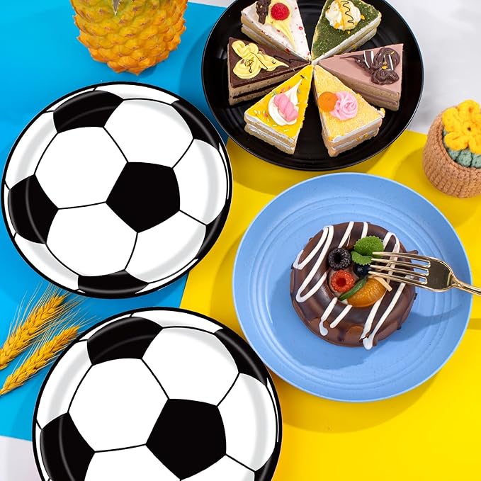 40 Pcs Soccer Plates and Napkins Party Supplies, Soccer Birthday Party Decorations Disposable Paper Plates and Napkins Tableware Set for Sports Theme Birthday Baby Shower Serves 20