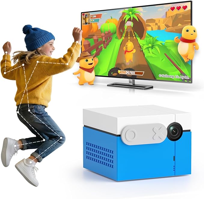 KINHANK MotionX Game Console for Kids & Family,Interactive AI Video System with 40 Games,Multi-Player Active Play Connects to TV Plug&Play for Adults & Children,No Controllers Needed