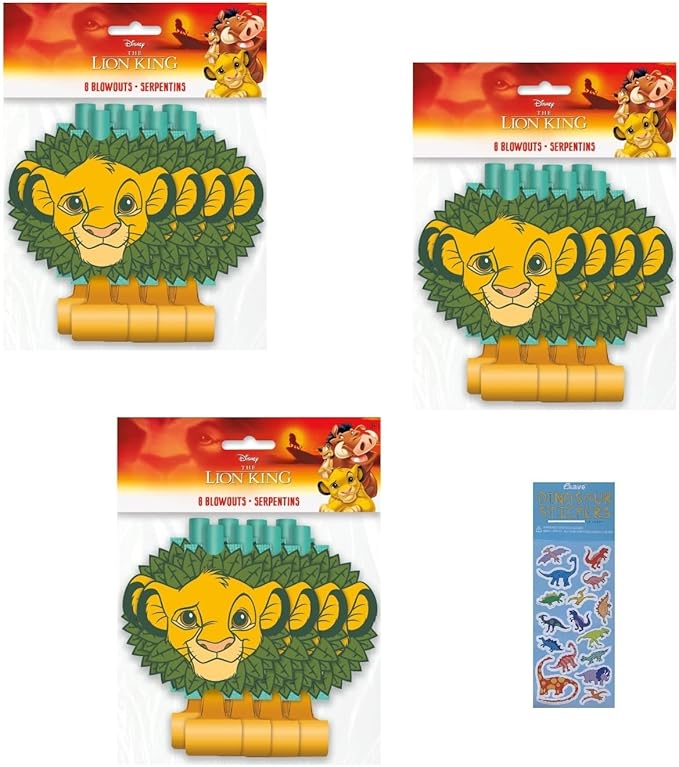 The Lion King Birthday Party Supplies Bundle includes 24 Party Blowouts