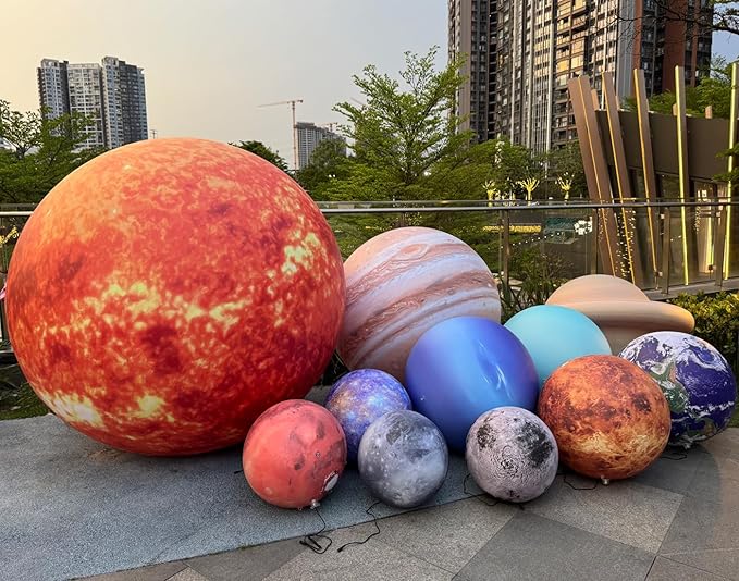 Inflatable Space Planets Solar System Set-8 Planets +Pluto+Sun and Moon-11 Pieces, Astronomy for Learning Education, Demonstration Tool, Galaxy Space Theme Party Decoration