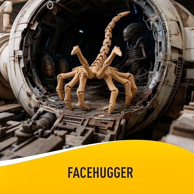 1/4 Scale Poseable Facehugger Model, 12-Inch 3D Printed Action Figure Accessory for Alien Collectibles, Diorama, Display, and Horror Scene Decoration