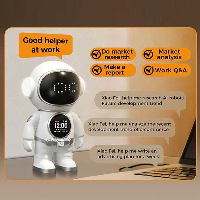 AI Smart Robot, Interactive Educational Companion with WiFi Speaker, LED Facial Expressions Voice Control for Kids Learning Home