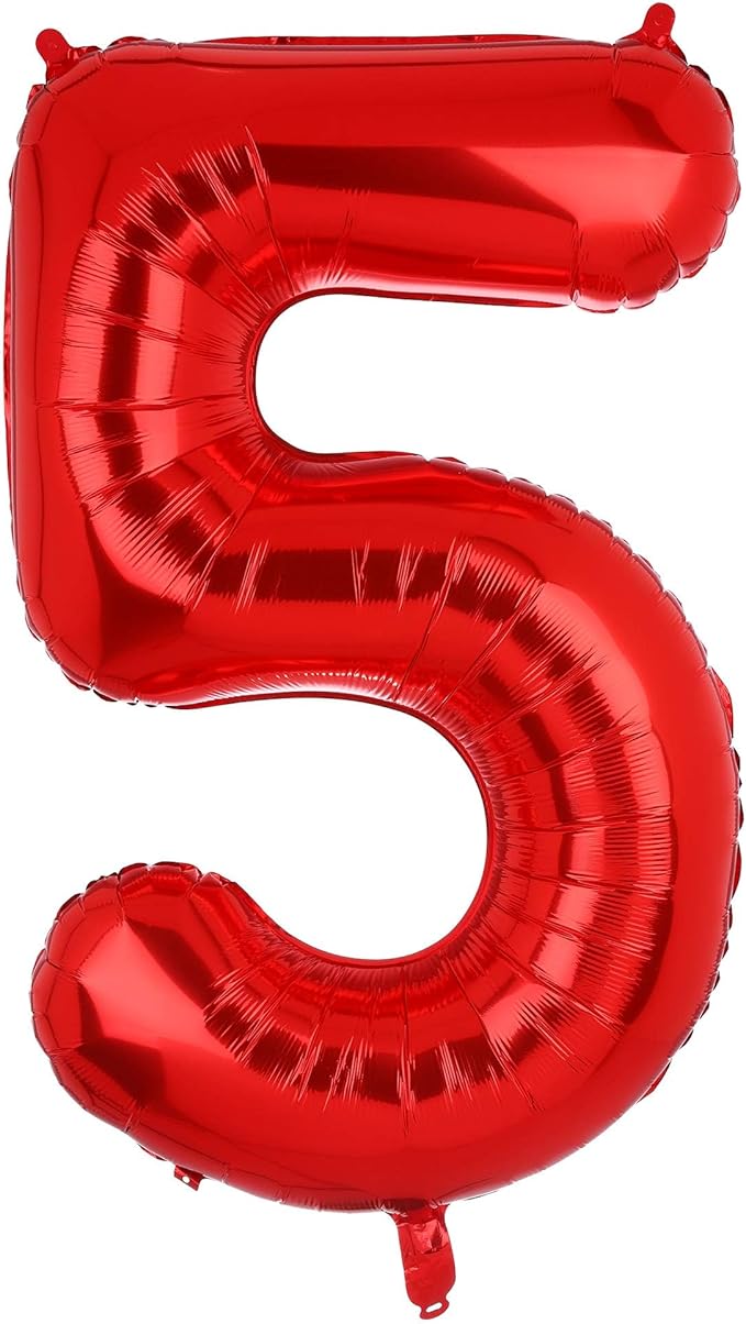 40 Inch 5 Red Number Balloons Mylar Foil Helium Digital Balloons Baby Shower 5st Birthday Party Decor Supplies