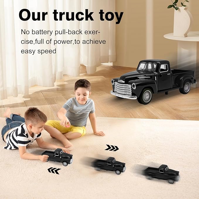 Little Black Truck Toy for Toddlers 2 3 4 5 6 7 8 Year Old Boys Girls,1:32 Alloy Toddlers Car Toy Driveable,Car Door Can Open,Toy Trucks for Kids Easter Christmas Birthday Gifts