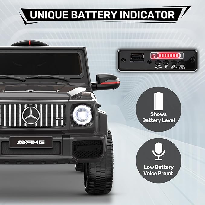 ANPABO Licensed Mercedes-Benz G63 Car for Kids, 12V Ride on Car w/Parent Remote Control, LED Headlights, Music Player/Bluetooth & Horn, Soft Start, Low Battery Prompt, Kids Electric Car, Black