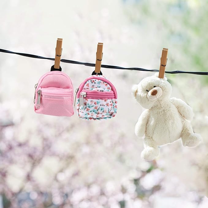 Skylety 10 Pcs Doll Backpacks Mini Doll Zipper Backpacks Girl Cute Dollhouse Accessory for Daily Supplies
