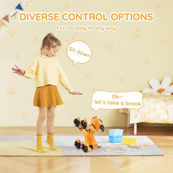 VEVOR Remote Control Robot Dog Toy, 2.4GHz RC Dog Programmable Smart Interactive Robotic Pet for Kids with Follow Function, Touch & Voice Control, Singing Dancing RC Stunt Toy for Age 3+ Boys Girls