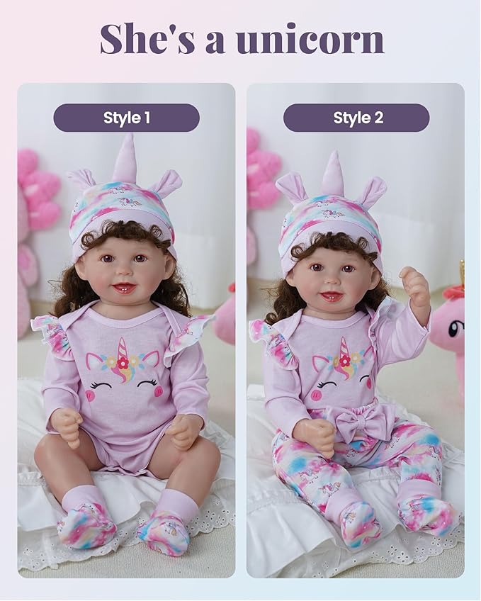 BABESIDE Reborn Baby Doll Clothes Set - 4 Piece Doll Outfit Accessories for 17-22 Inch Dolls, Includes Pony Hat, Striped Top, Overalls, and Socks for Boys & Girls, Perfect for 3+ Year Old Kids