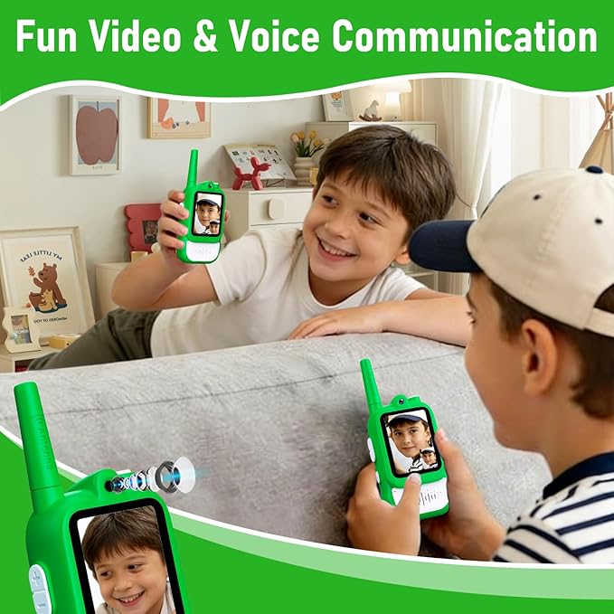 Lapare Video Walkie Talkies for Kids, 2 Pack Rechargeable Walkie Talkies with HD Color Screen, Real-time Video, Outdoor Camping Toys & Birthday Gifts for Boys
