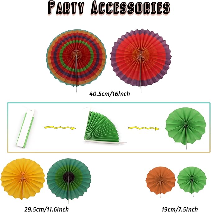 Mexico Party Decorations, Fiesta Paper Fans Pom Poms Picado Banner Pennant Garland String Hanging Swirls Decorations for Mexican Fiesta Cinco De Mayo Taco Themed Birthday Party Supplies