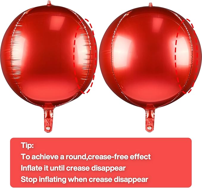 PartyWoo Red Foil Balloons 6pcs 22 Inch Large Round Foil Big Giant 4D Jumbo Inflatable Mirror Ball Mylar Balloons for Graduation Birthday Anniversary Casino Cherry Citizenship Party Decorations