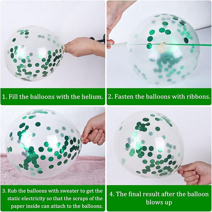 Whaline 60Pcs Graduation Party Balloon Set 7 Designs Confetti Latex Balloon with 2 Rolls Ribbon Grad Cap Congrats Grad Balloon for Graduation Party Decoration Supplies (Green, Black)