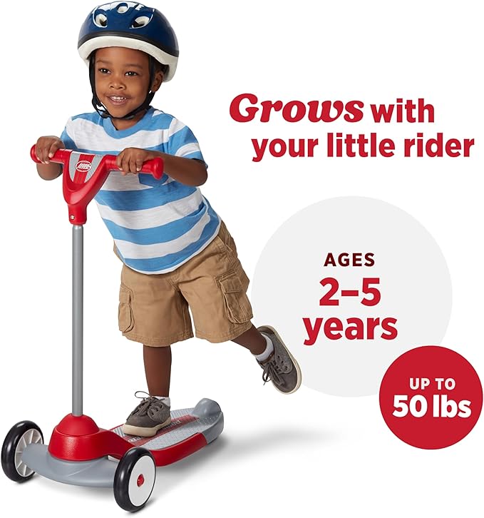 Radio Flyer My 1st Scooter, Red, For Kids 2-5 Years Old, Extra Wide Base for Balance, 2 Front Wheels for Added Stability, Easy to Use Foot Brake, 3 Wheel Scooter for Kids, (Amazon Exclusive)