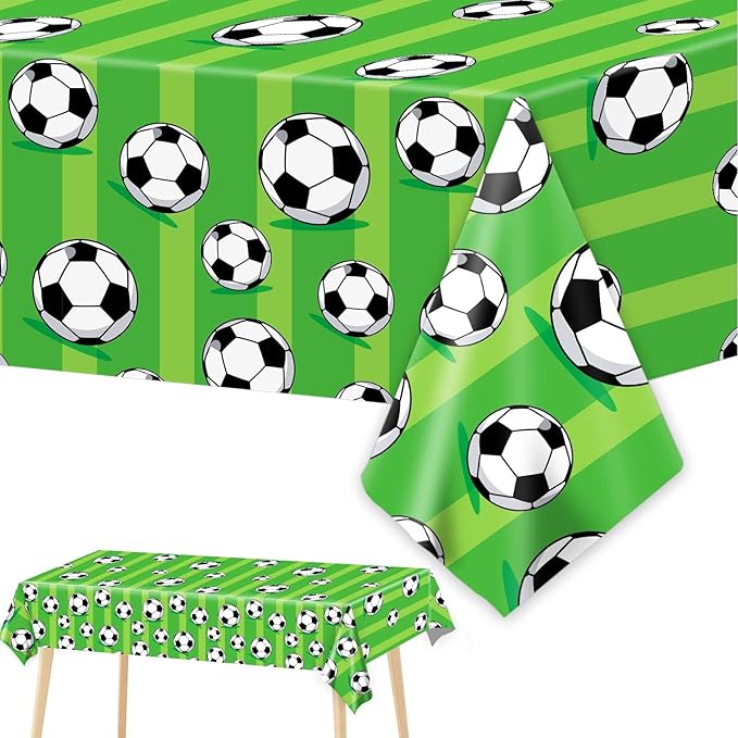 Wiooffen 3 Pcs Soccer Party Tablecloth Soccer Birthday Plastic Tablecloths Disposable World Cup Table Cover Party Decorations Sports Table Cloth Themed Party Supplies Favors, 54 x 108 Inches
