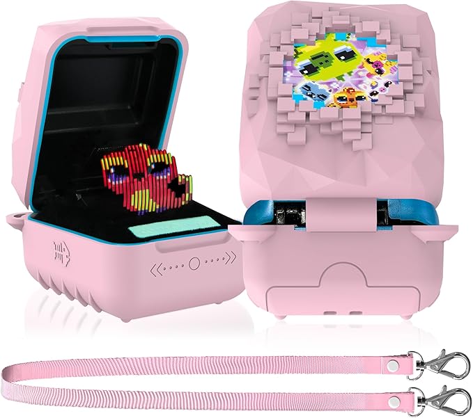 Silicone Case for Bitzee Magicals Interactive Toy, Anti-Scratch, Washable, Shockproof Silicone Protective Cover for Bitzee Magicals Interactive Toy Accessories with Lanyard - Pink