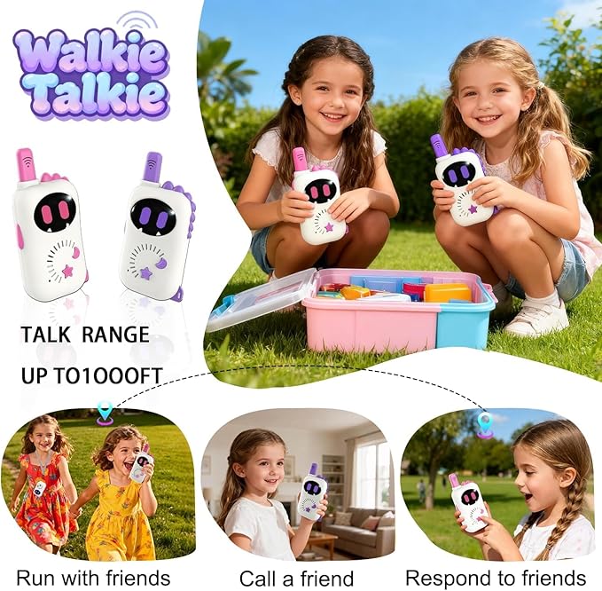Set of 2 Robot-Themed walkie-talkies for Children, Cartoon mini Design walkie-talkies, Suitable Toys for Boys and Girls for Outdoor Adventures, Camping and Hiking, Christmas or Birthday Gift