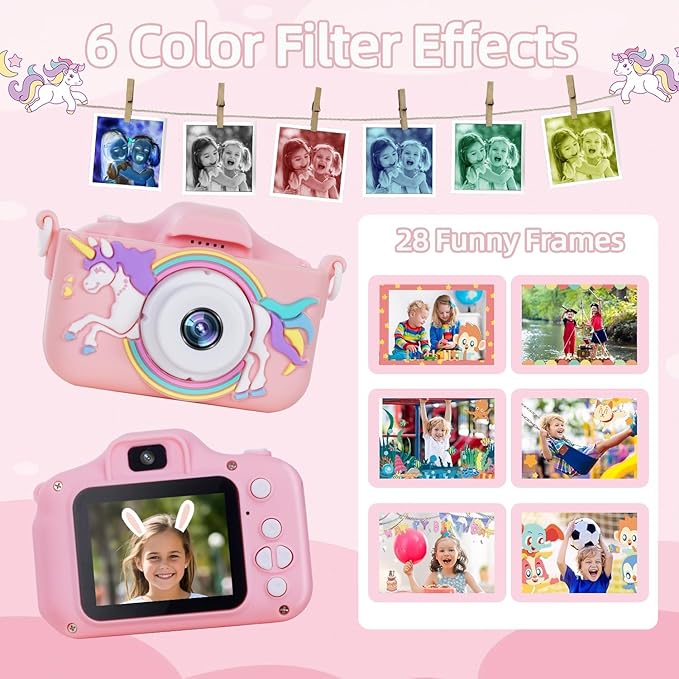 Kids Camera for 3-12 Years Old,Toddlers Childrens Girls & Boys Selfie Camera, 48 MP 1080P IPS Screen Dual Digital Toy Camera, Perfect for Kids Birthday with 32GB Card