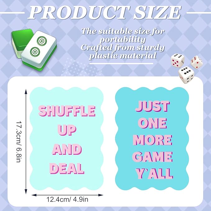 Soulchen 2 Pcs Mahjong Tile Mixer Shufflers for Mixing and Shuffling Tiles Plastic Mahjong Accessories Gifts for Lovers Games Decorative Printed Design (Morandi Blue)