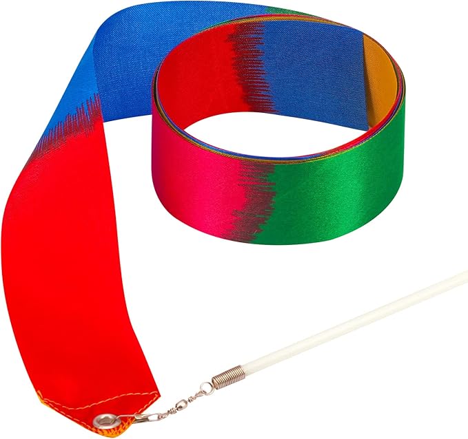 12PCS Rainbow Dance Ribbons Party Favors for Girls Rhythmic Gymnastics Ballerina Birthday Party Streamers Decoration, Kids Circus Carnival Ribbon Silks Sticks Wands