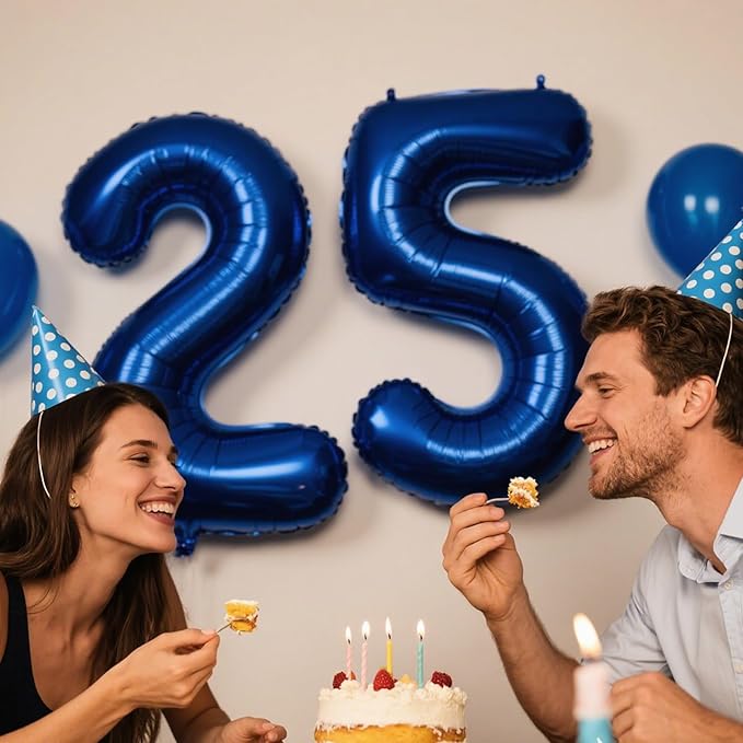 40 Inch Navy blue Number 25 Digital Balloon,Jumbo Mylar Foil Helium Balloon for 25 Balloons for Birthday Party,Wedding Anniversary Party Decorations