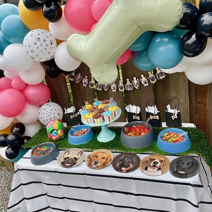 60 Pcs Dog Paper Plates, Real Puppy Face Dinner Plates Puppy Party Decorations for Dog Birthday Party Supplies