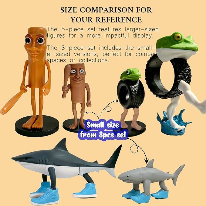 SUTURED Version Mix Italian Brainrot Toy Figures 7in Animals Tung Tung Tung Sahur Figurine Elephant Crocodilo for Cake Toppers Birthday Gifts 3D Collectible Toy Gifts for Fans (5pcs)