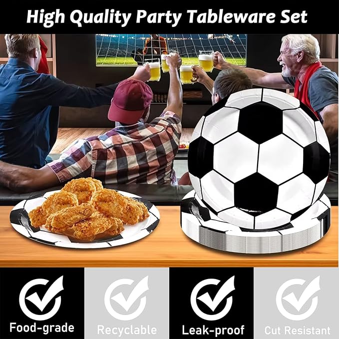 96 Pcs Soccer Party Supplies Bundle Paper Plates Napkins Sports Sports Party Birthday Decorations Favors For Kids (Soccer)