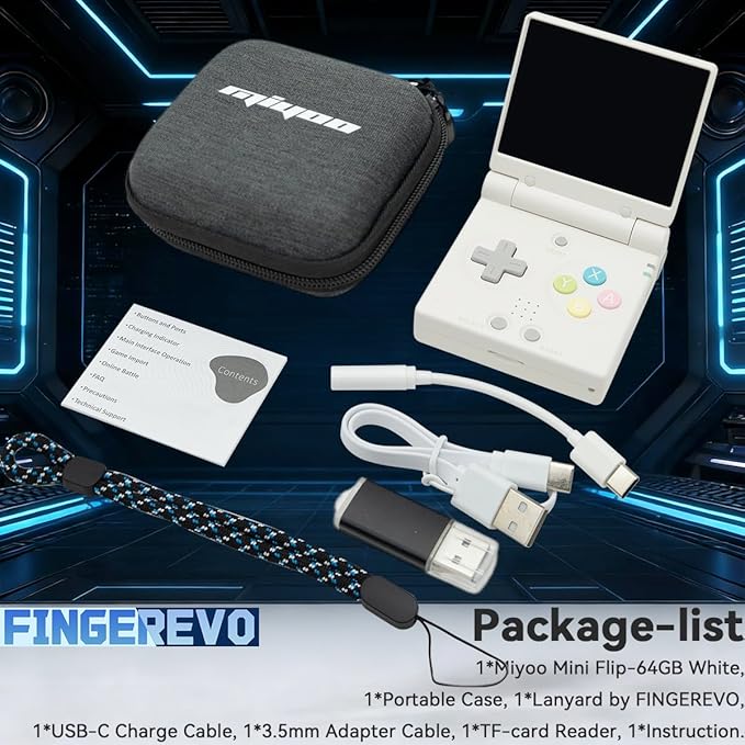 Miyoo Mini Flip Handheld Game Console 2.8-inch 750*560 IPS Screen 2500mAh Miyoo-mini Flip Clamshell Retro Games Consoles OnionOS-64GB White