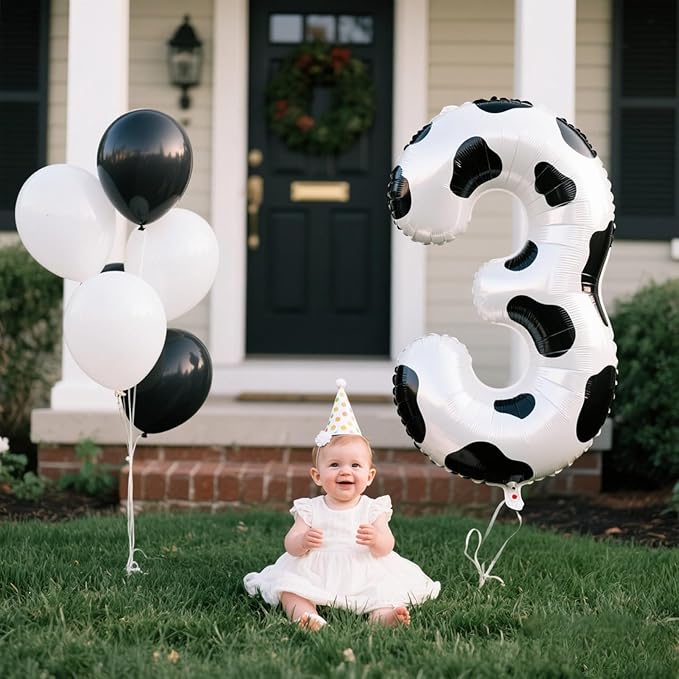 40 Inch Cow Print Balloon Number 3 Balloon,Number Balloons Cow Print Big Giant Jumbo Number 3 Foil Mylar Balloons for 13th Birthday Party Anniversary Events,Wedding Anniversary Party Decorations