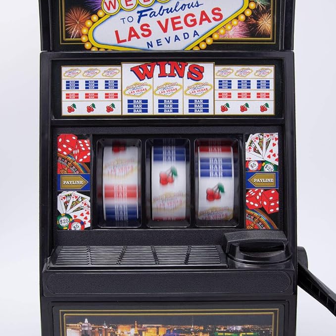 Mini Slot Machine, Nostalgia Retro Arcade Slot Machine Coin Bank Portable Handheld Game Machine Toy with Lights & Sounds, Rechargeable Machine Arcade for Adult